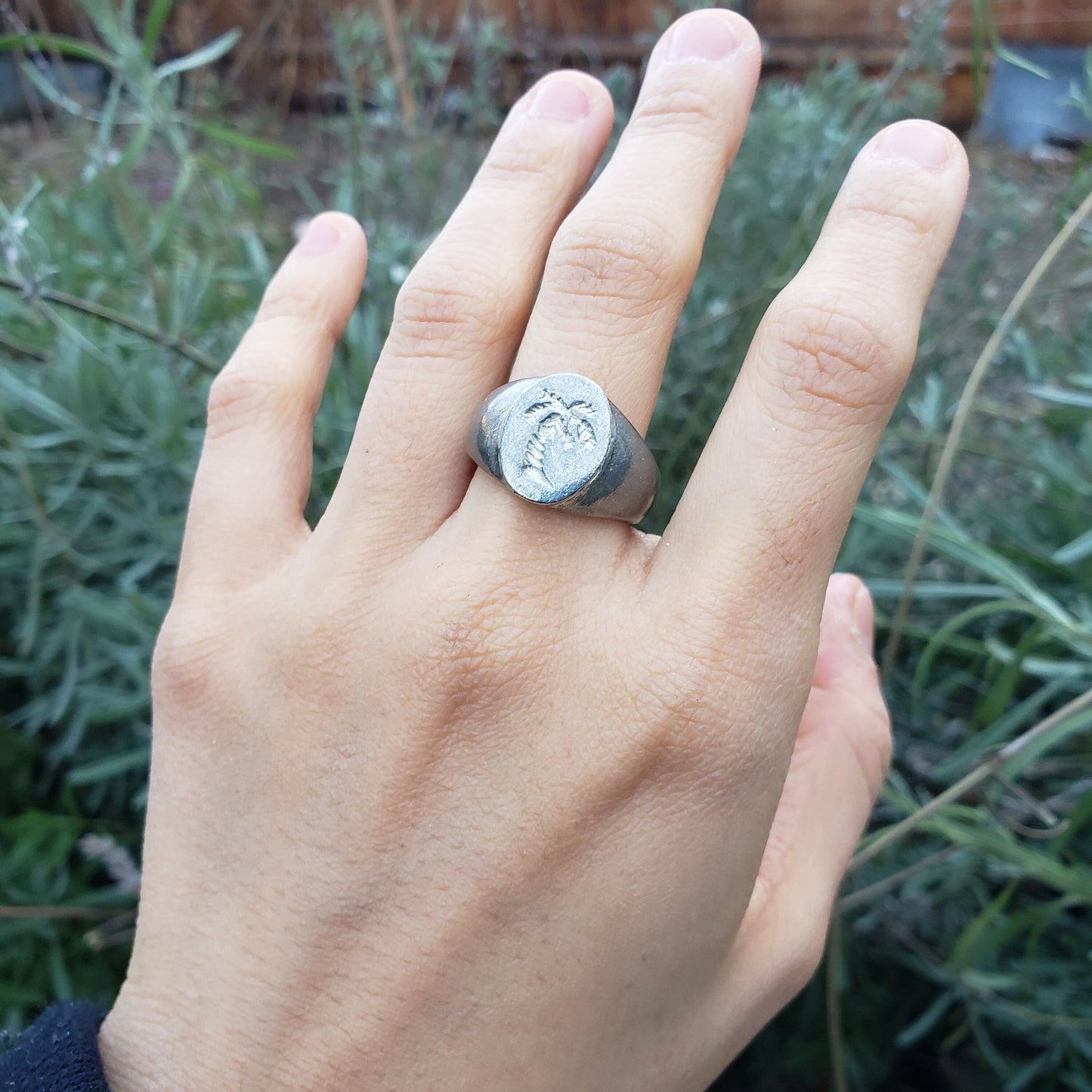 Palm tree wax seal signet ring