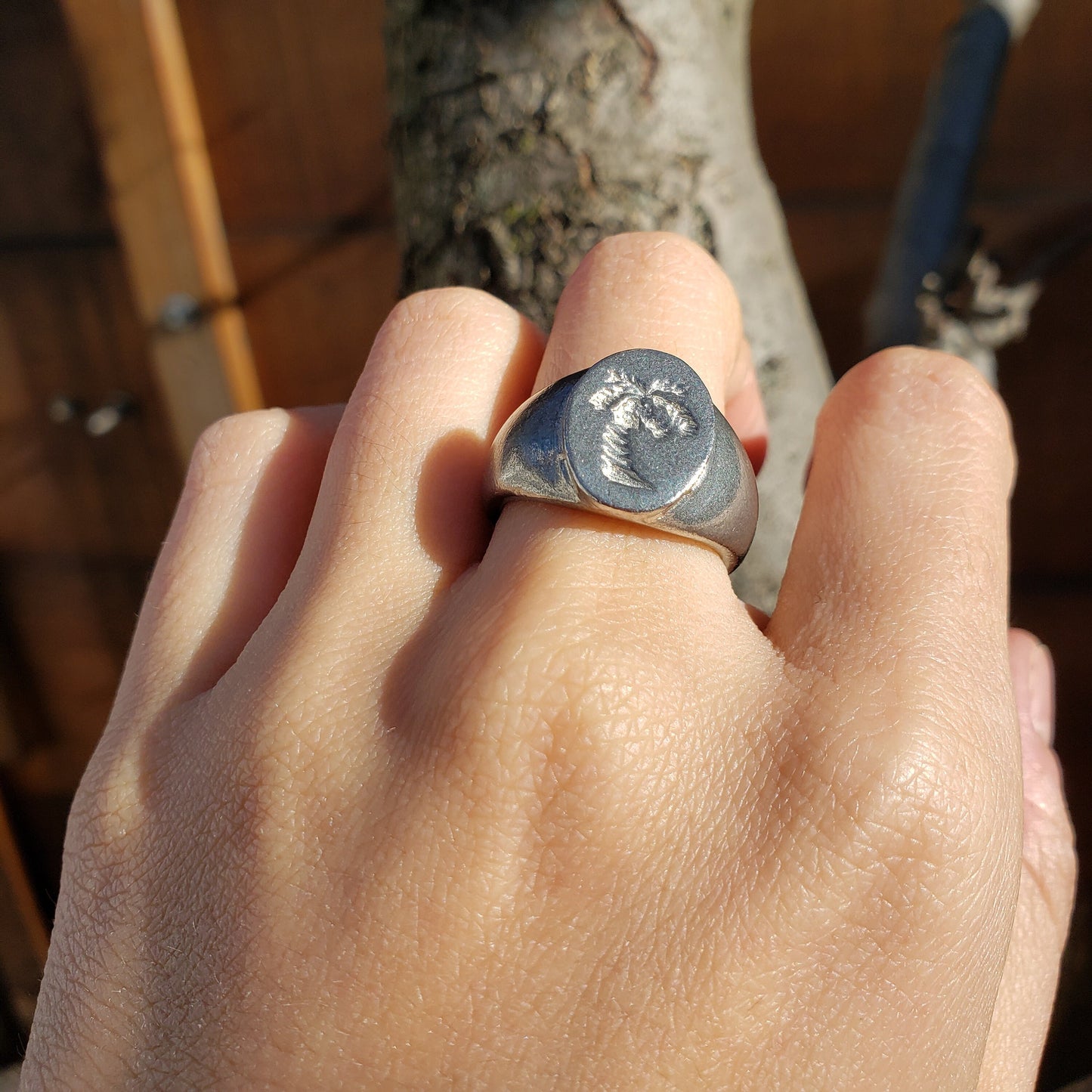 Palm tree wax seal signet ring