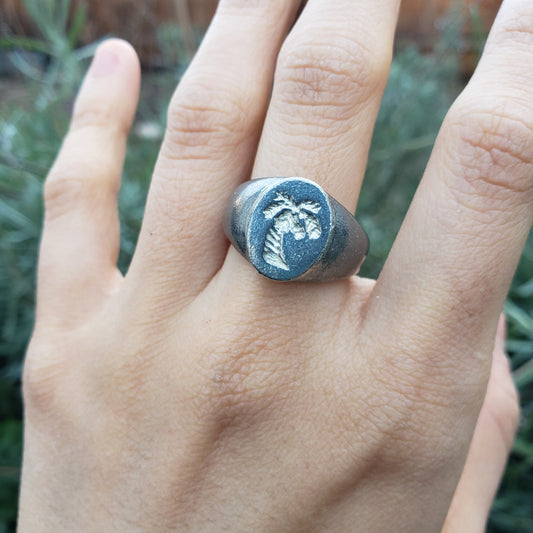 Palm tree wax seal signet ring