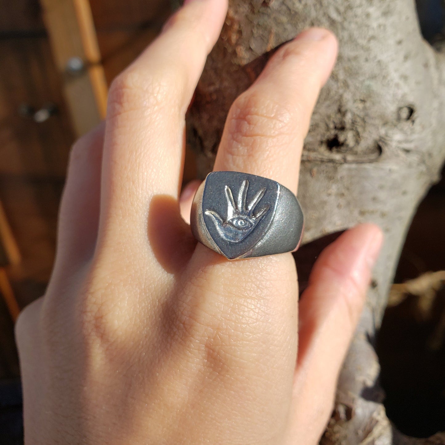 hand eye wax seal signet ring