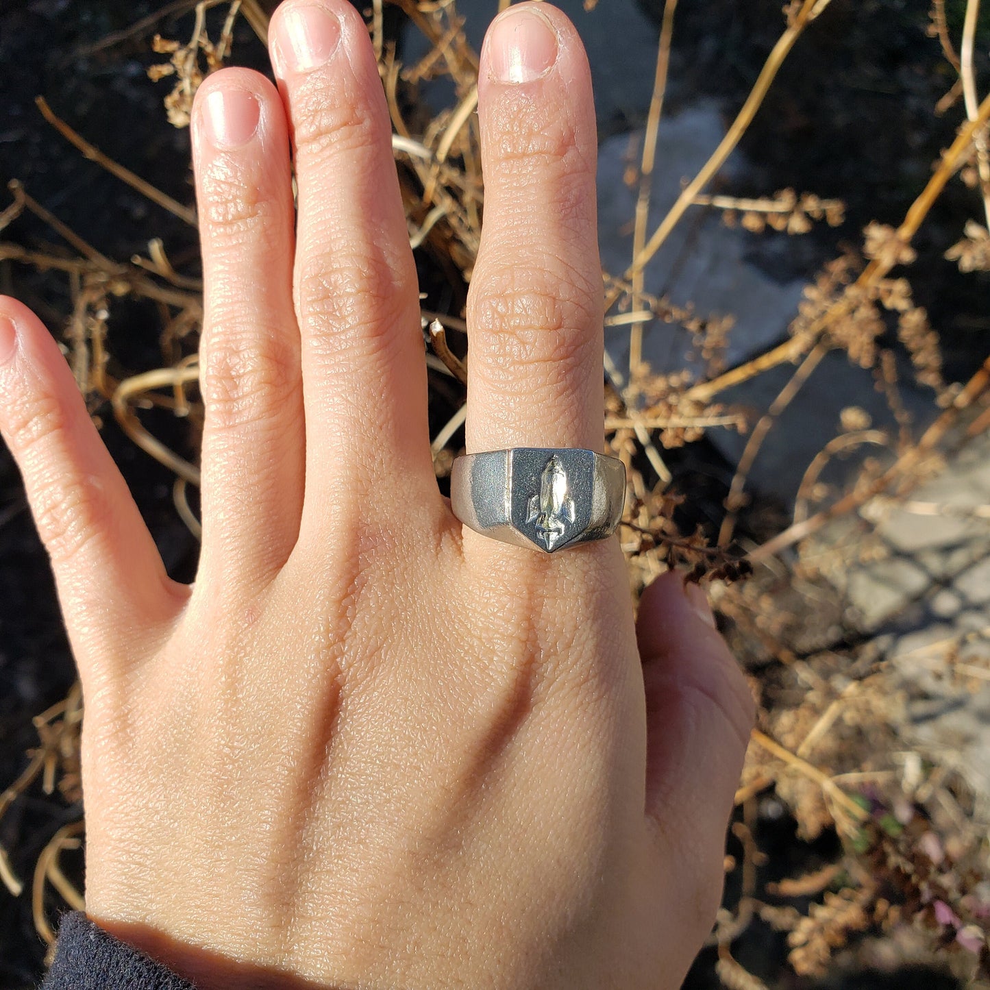 Rocket ship wax seal signet ring