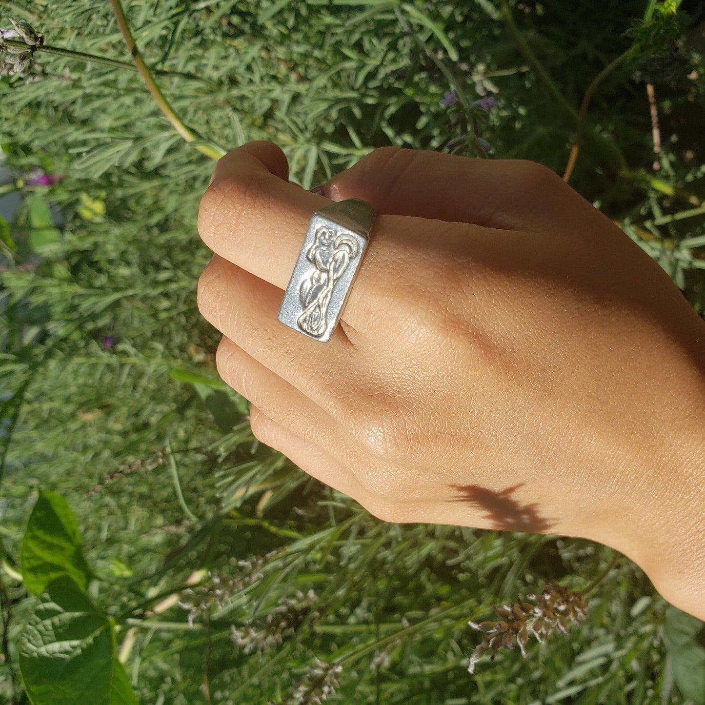 Aquarius wax seal signet ring