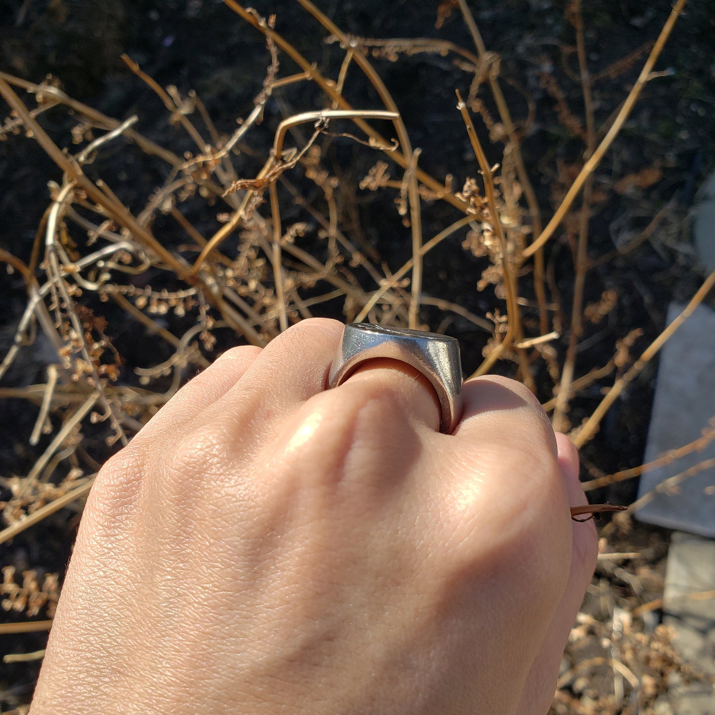 Praying mantis wax seal signet ring