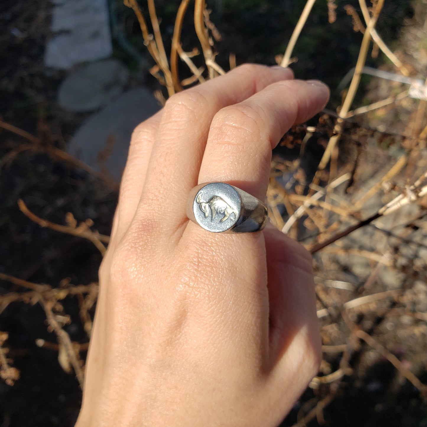 Bull wax seal signet ring