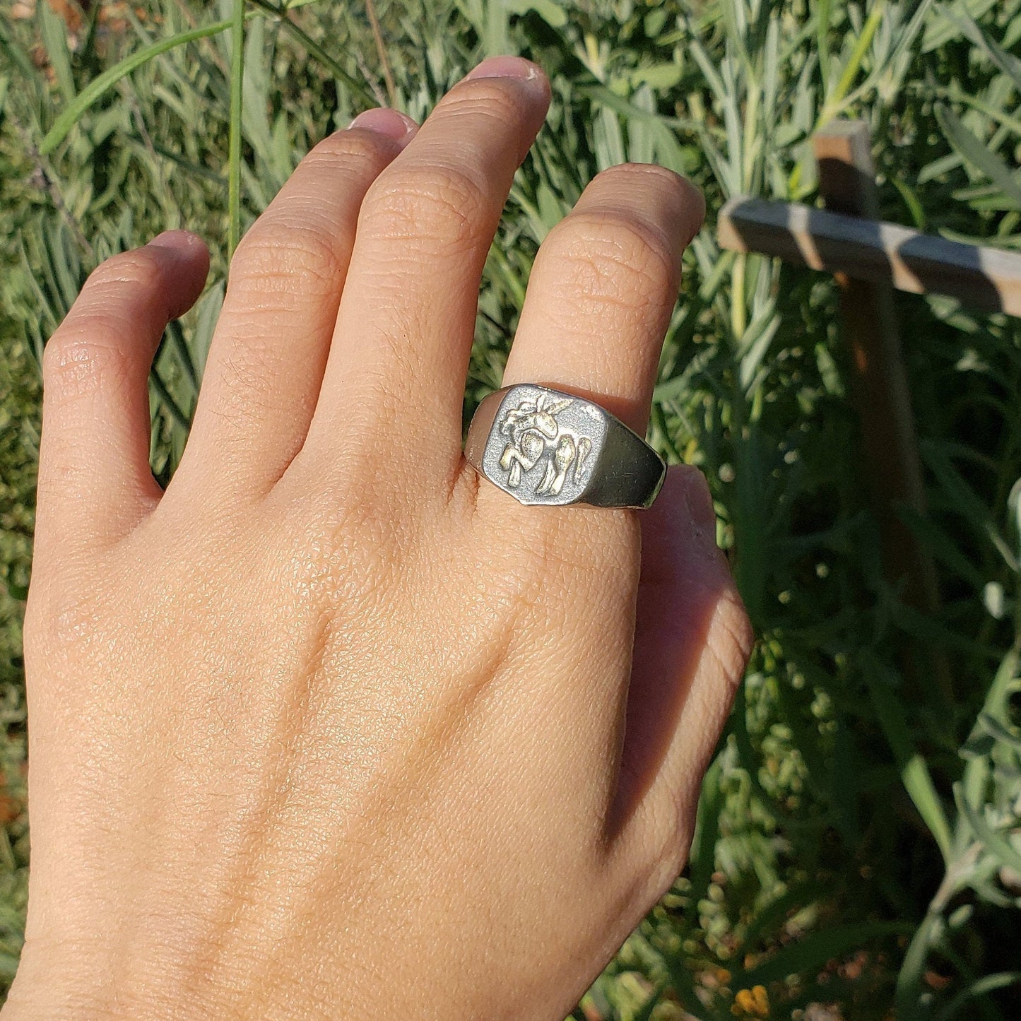 Unicorn wax seal signet ring