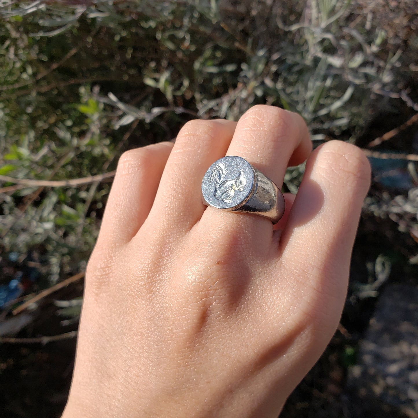 Squirrel wax seal signet ring