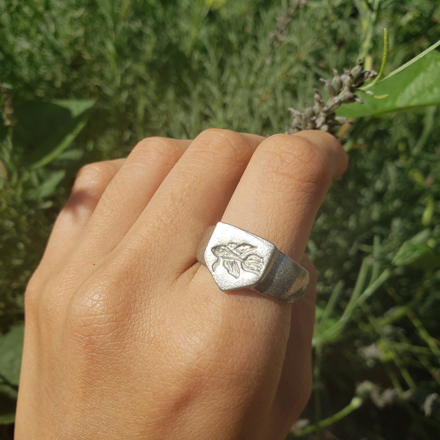 Beta fish wax seal signet ring