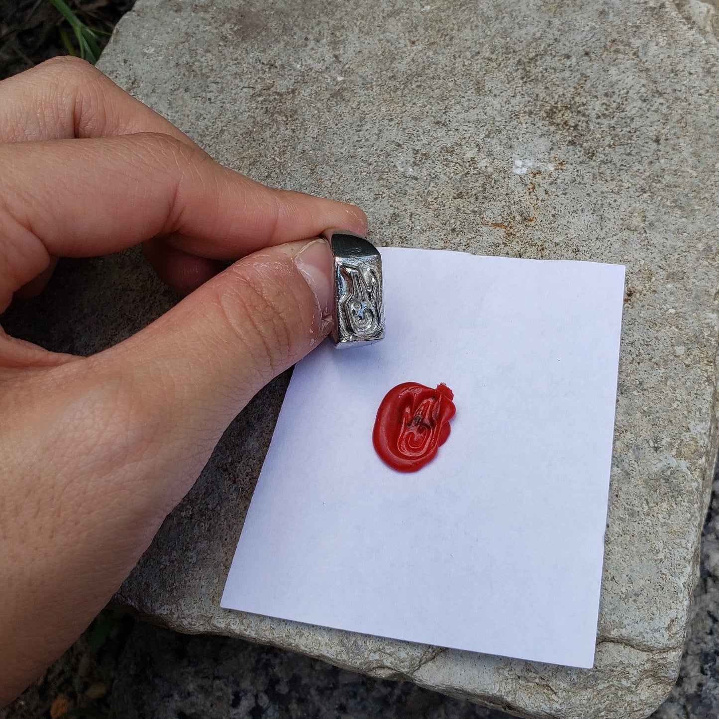 Crocodile shadow puppet wax seal signet ring