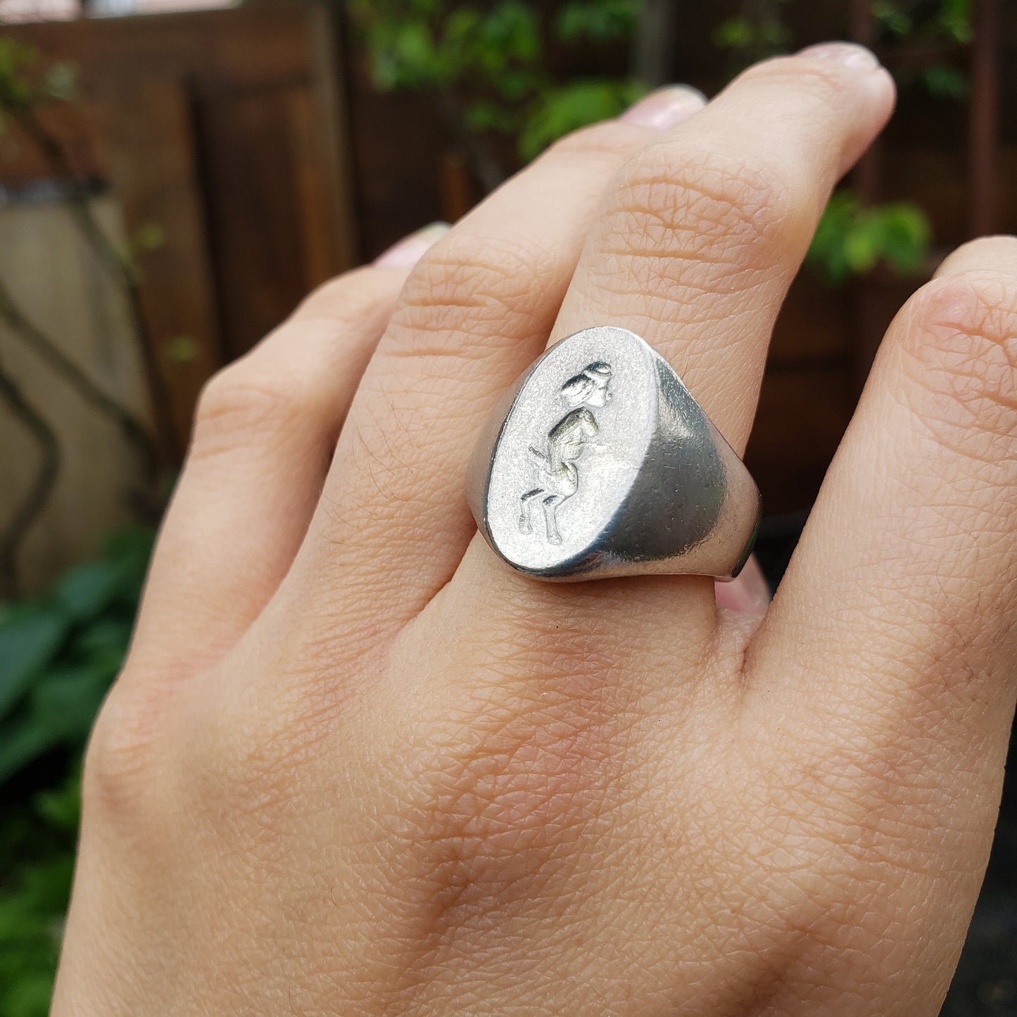 Lady satyr wax seal signet ring