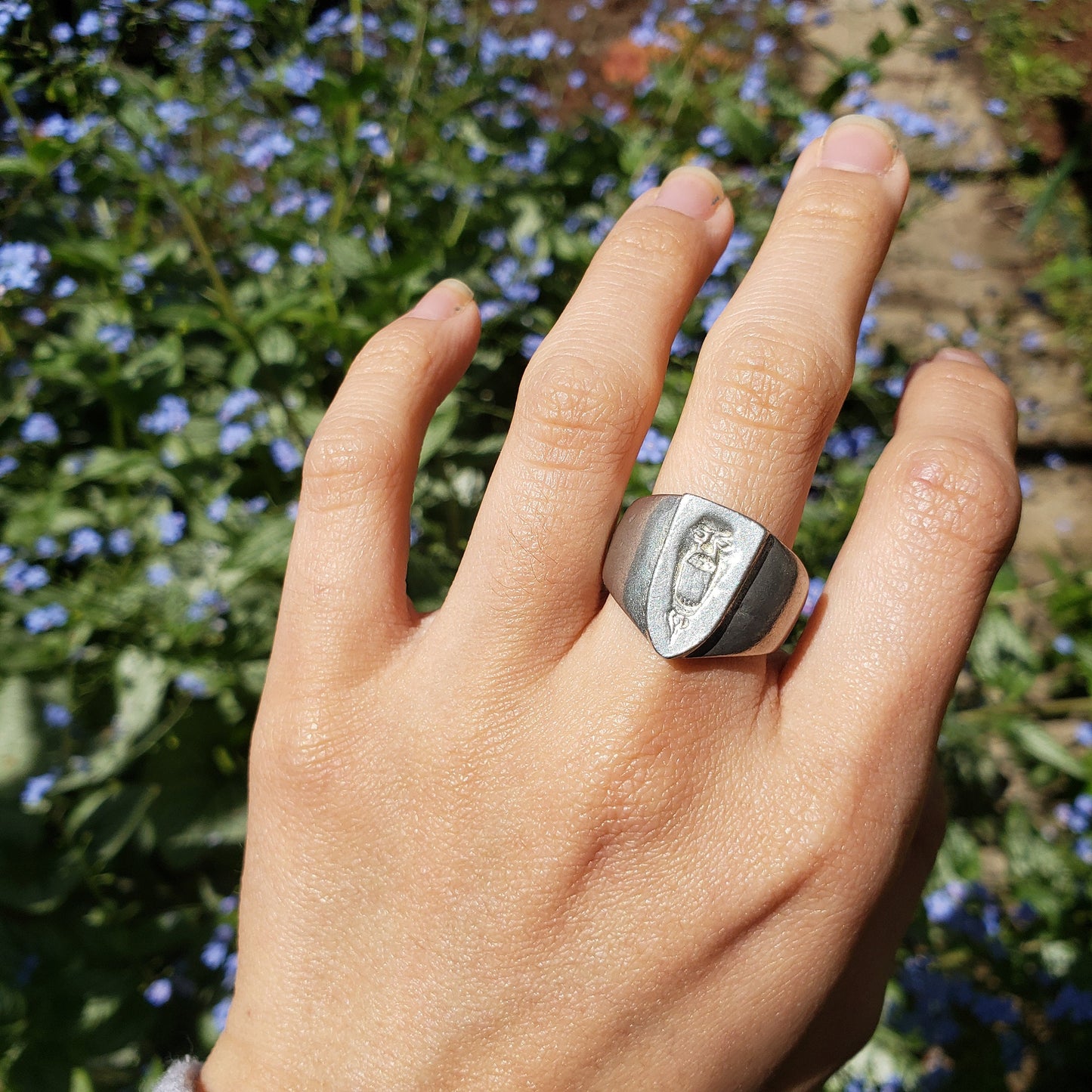 long face wax seal signet ring