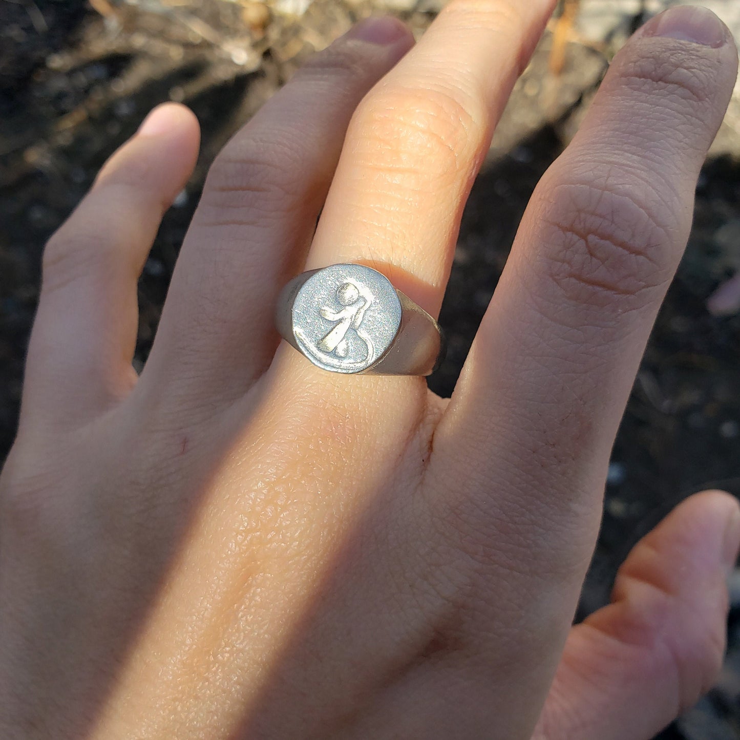 Astronaut wax seal signet ring