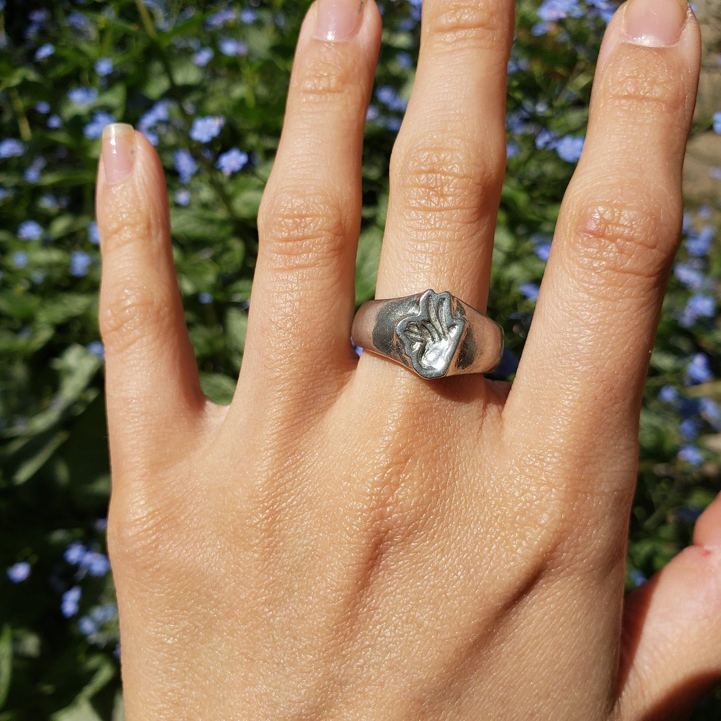 Goat shadow puppet wax seal signet ring