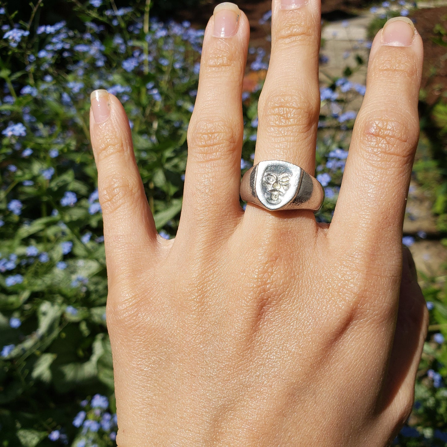 tongue out face wax seal signet ring