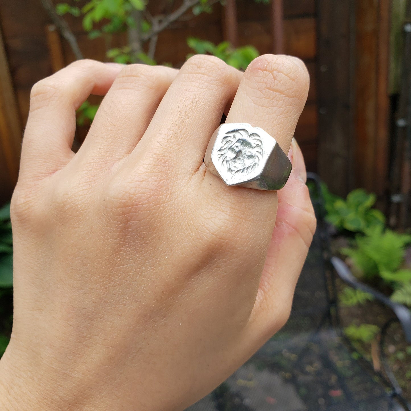 lion face wax seal signet ring