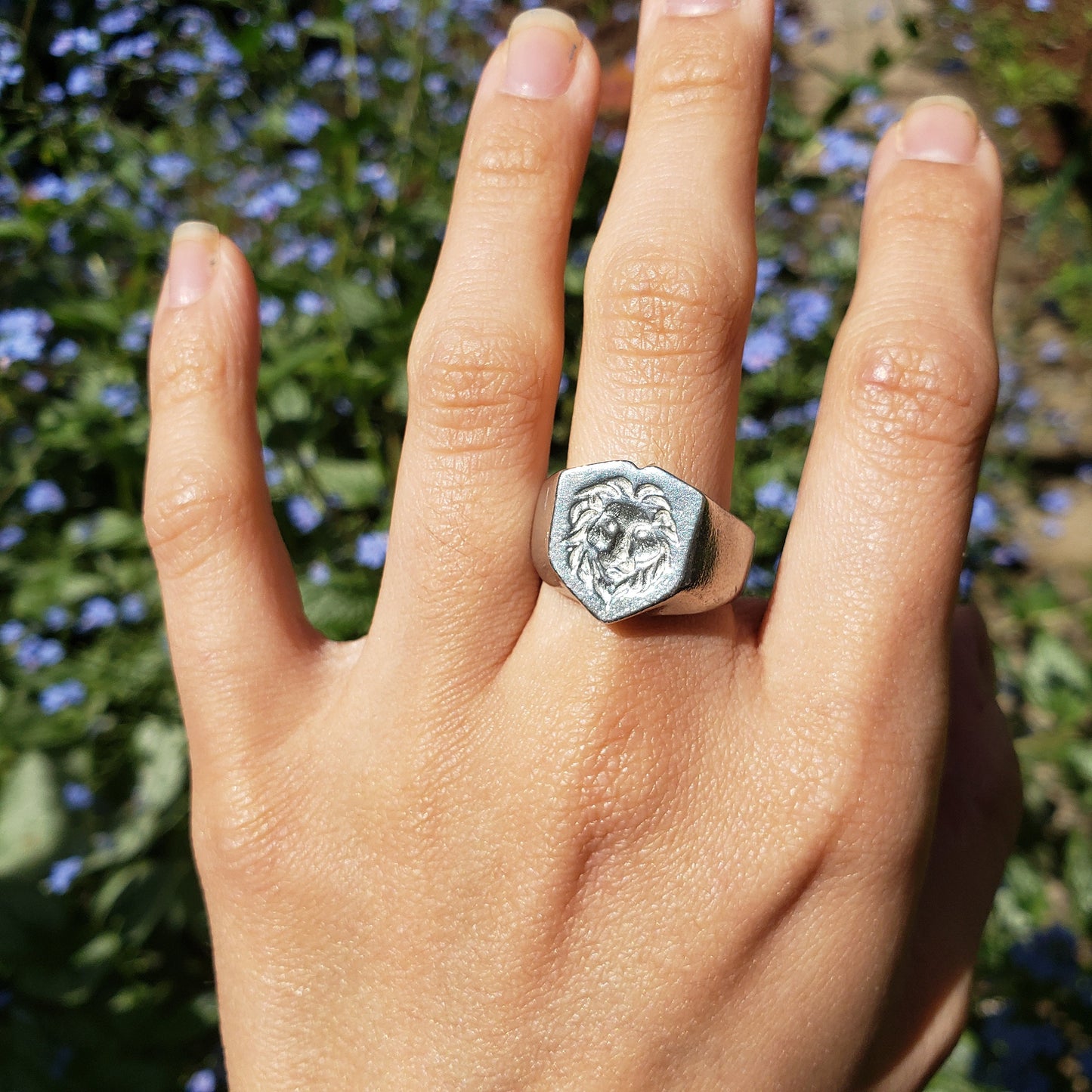 lion face wax seal signet ring