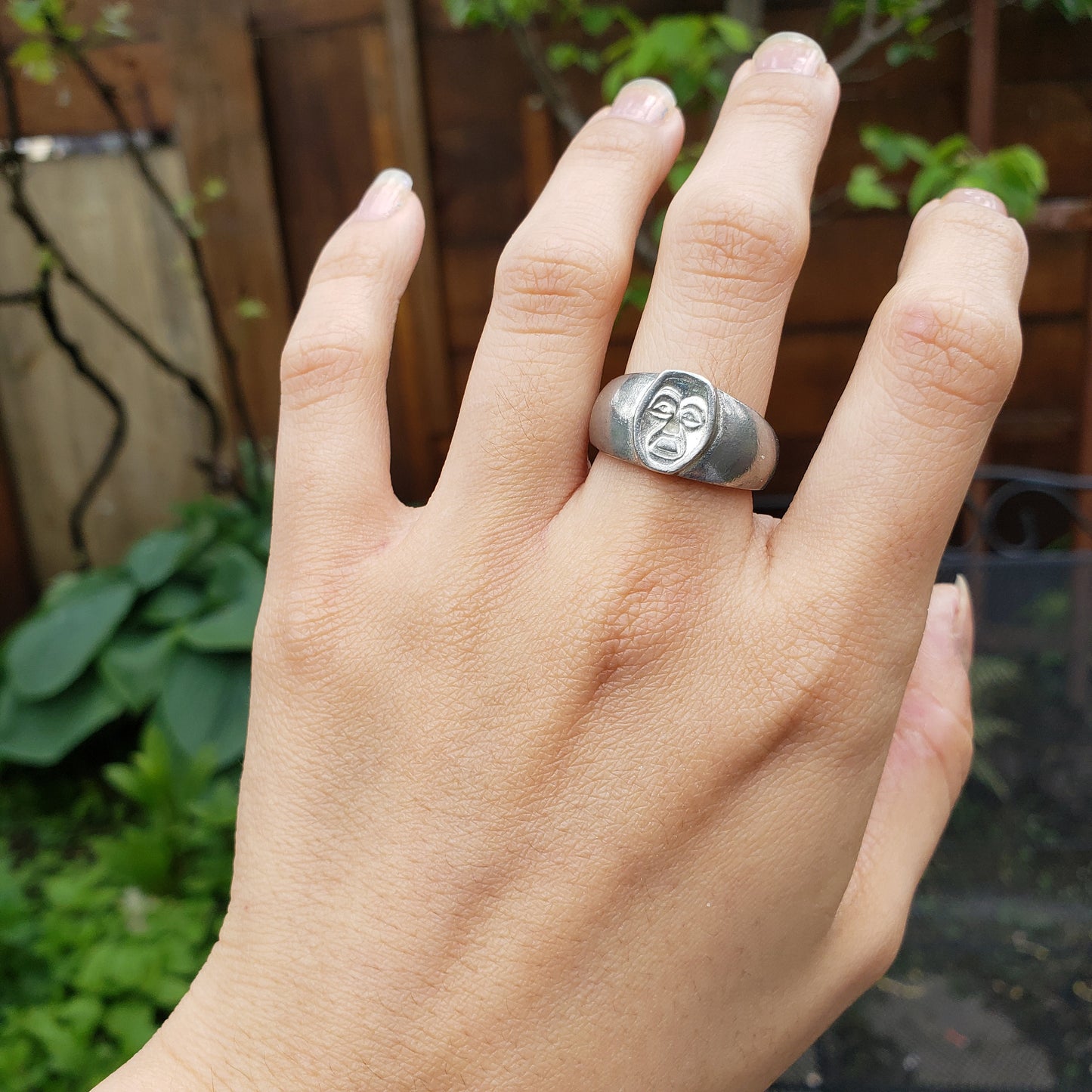 Face of terror wax seal signet ring