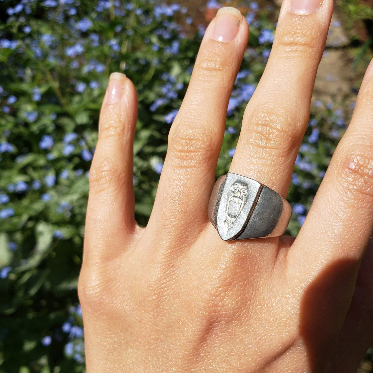 long face wax seal signet ring