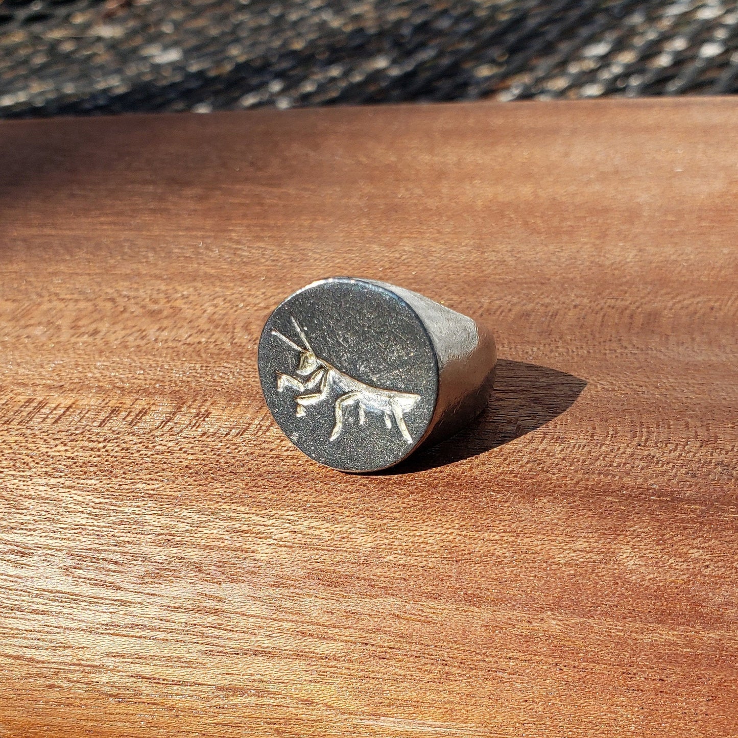 Praying mantis wax seal signet ring