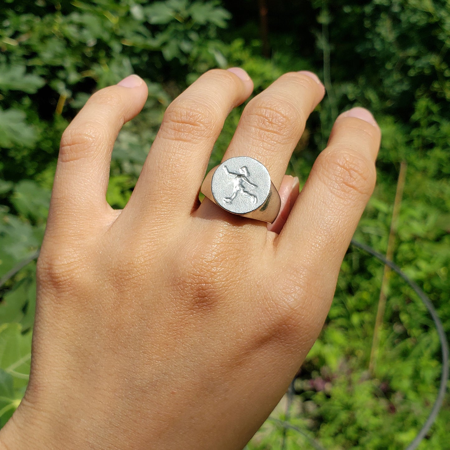 Ice skater wax seal signet ring