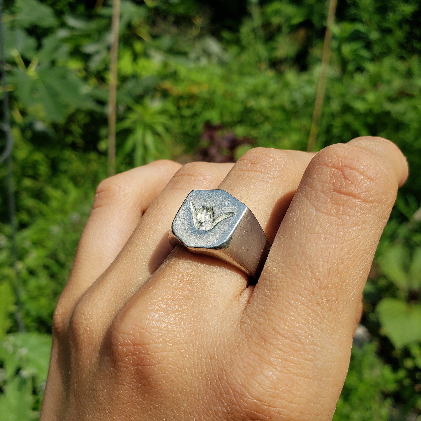 shaka sign wax seal signet ring