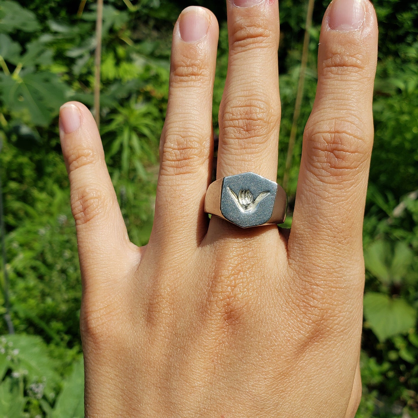 shaka sign wax seal signet ring