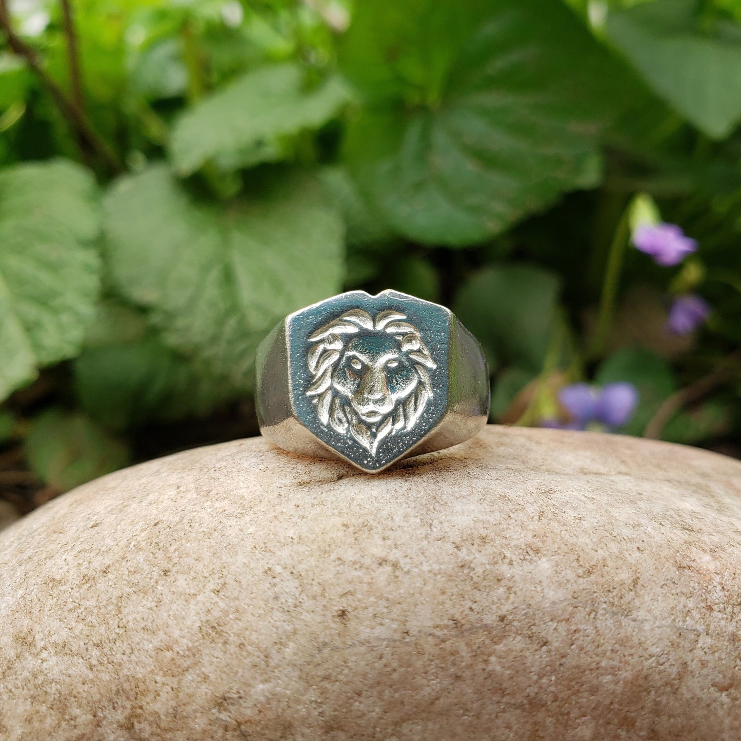 lion face wax seal signet ring