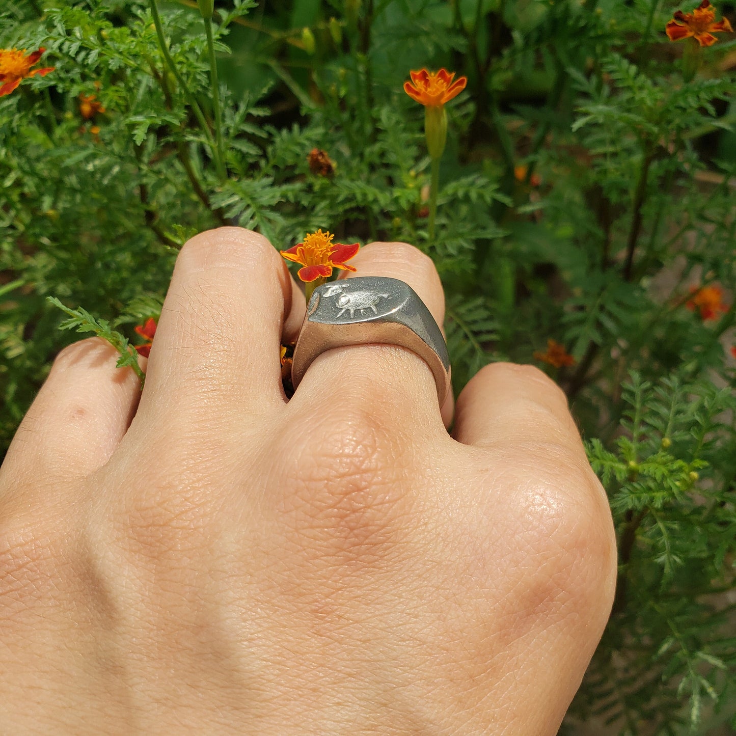 Olive ewe wax seal signet ring