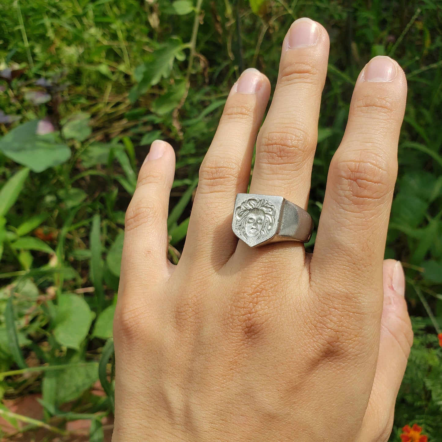 Medusa wax seal signet ring