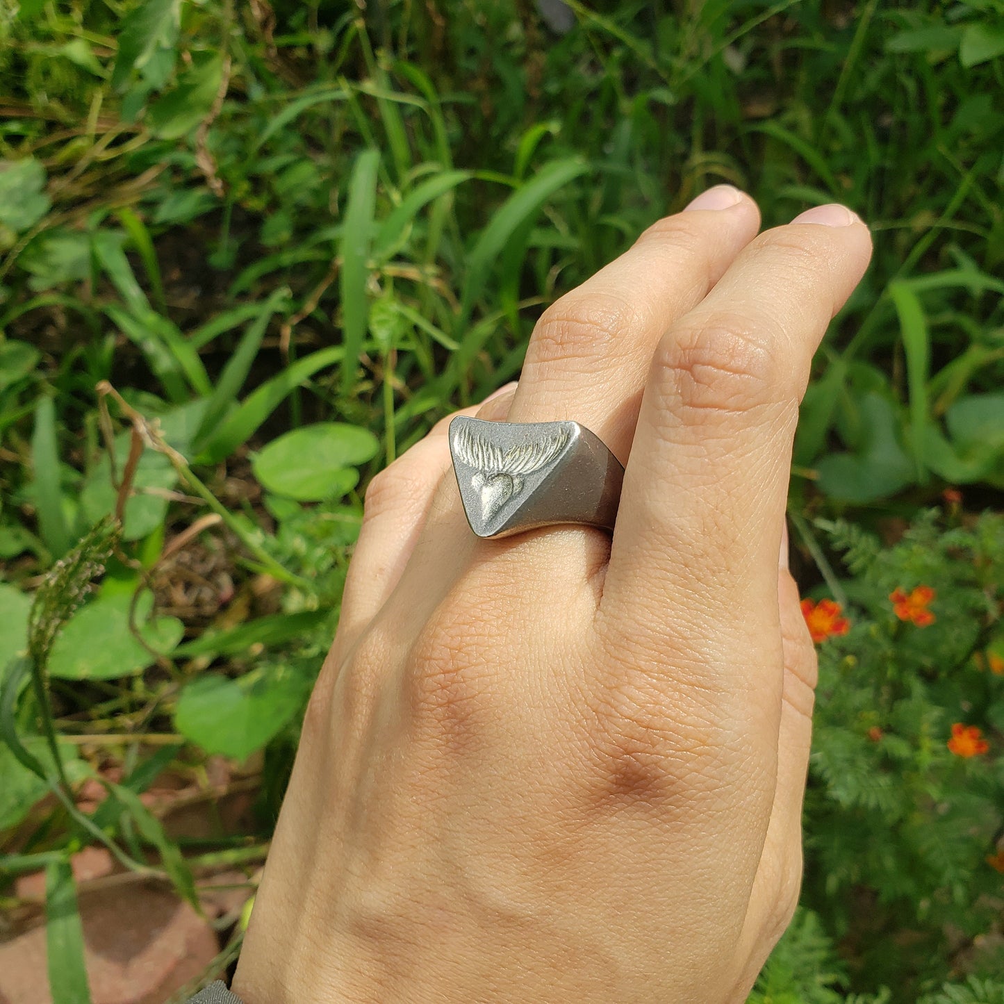 moustache and nose wax seal signet ring