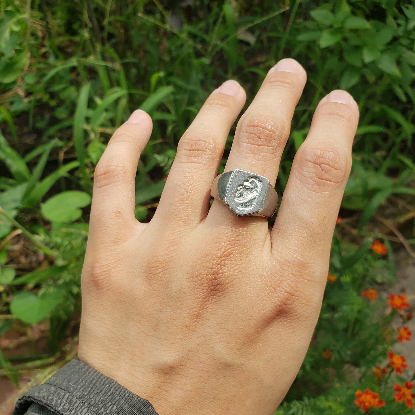 Hero profile wax seal signet ring