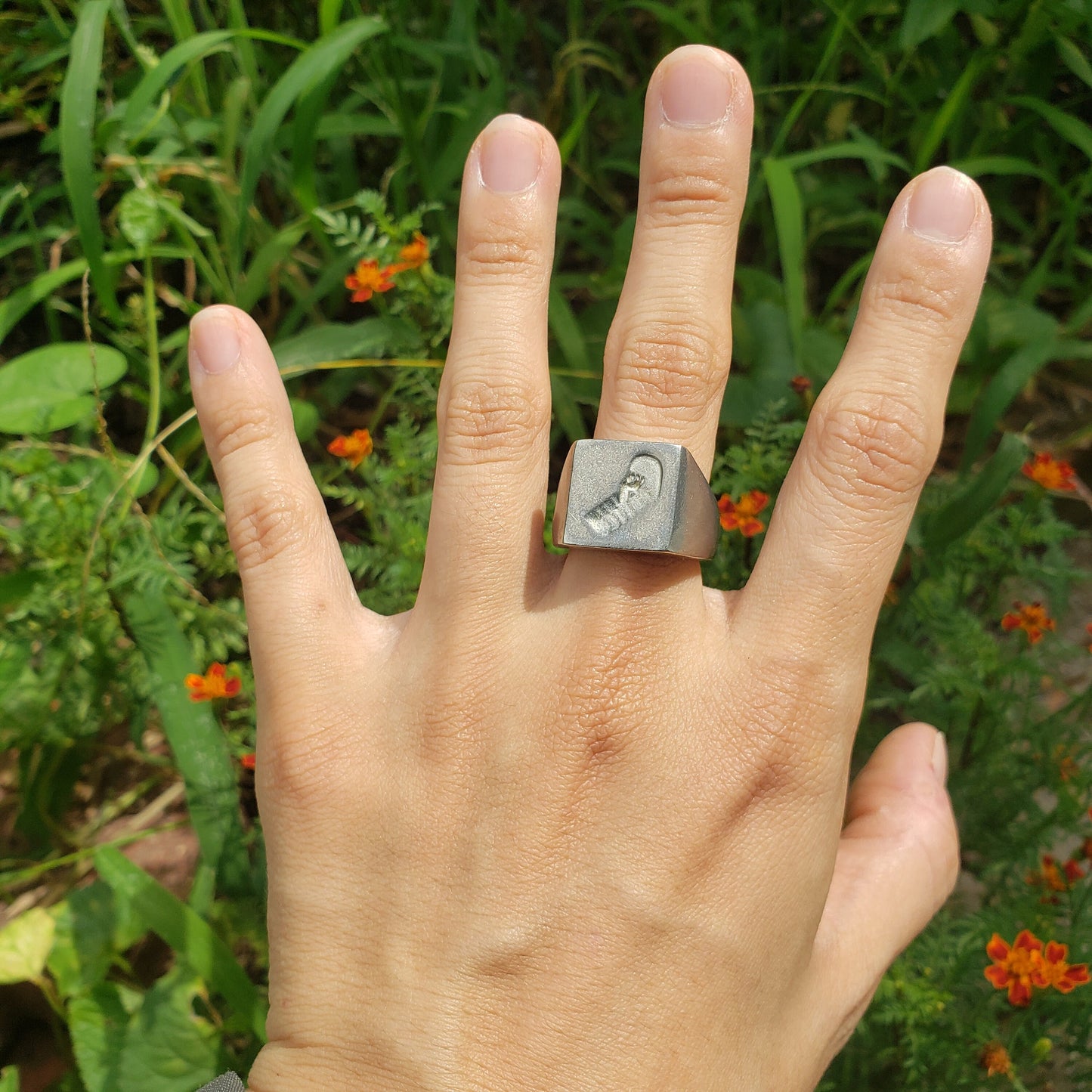 Zombie rise wax seal signet ring