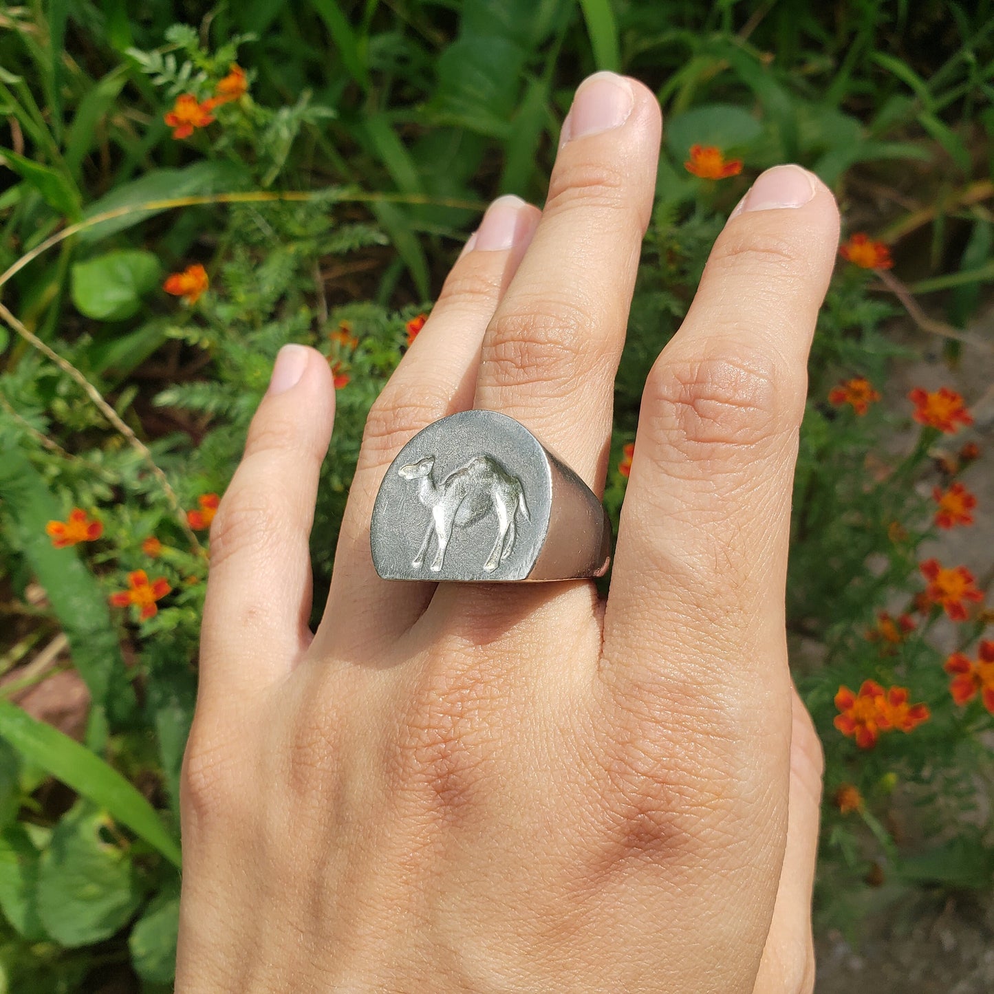 Camel wax seal signet ring