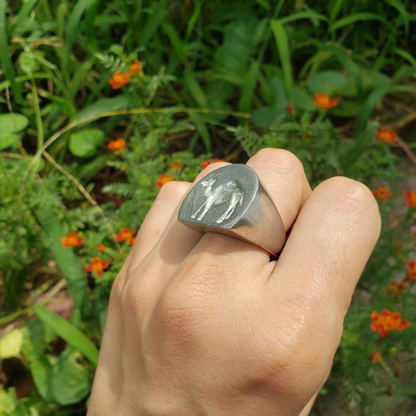 Camel wax seal signet ring