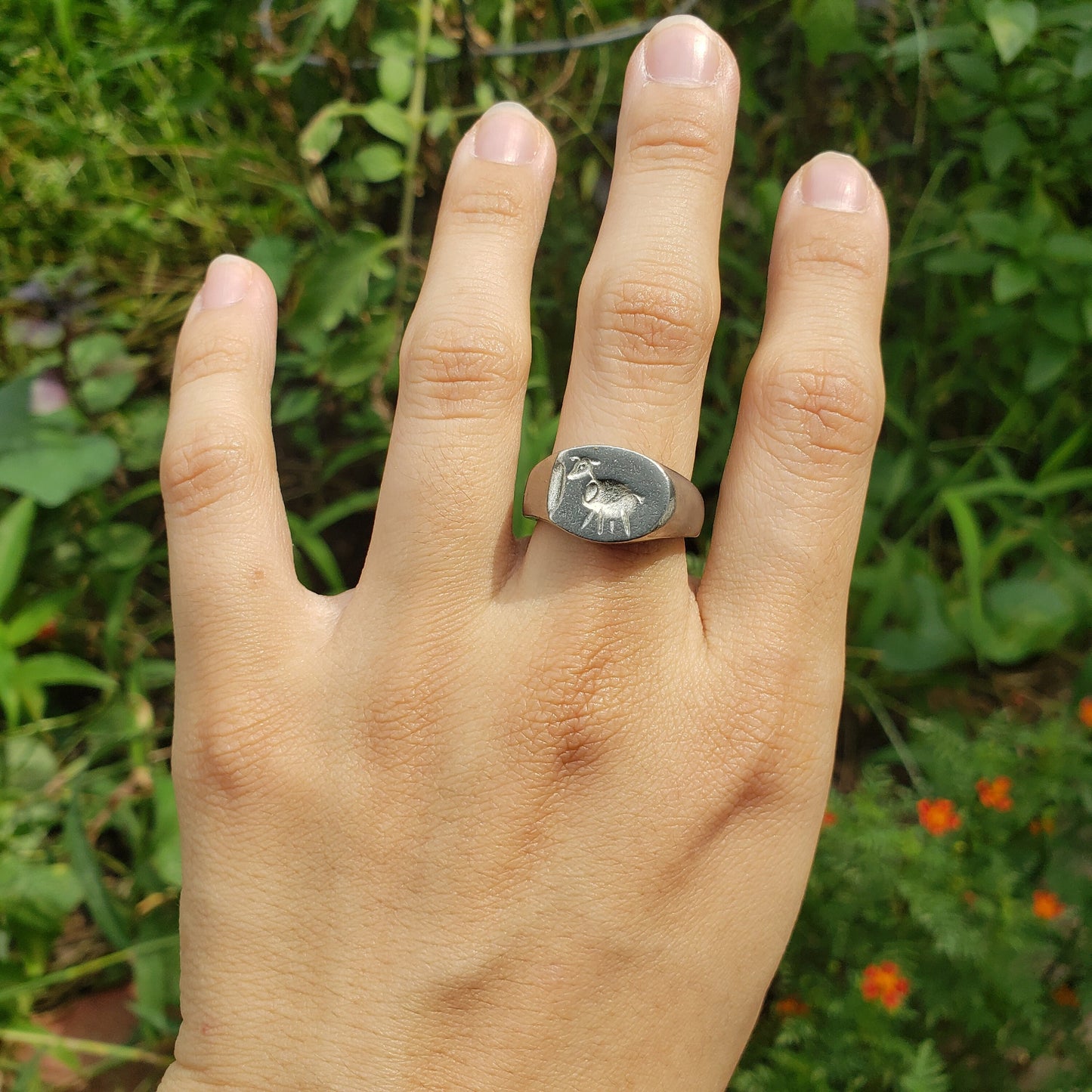 Olive ewe wax seal signet ring