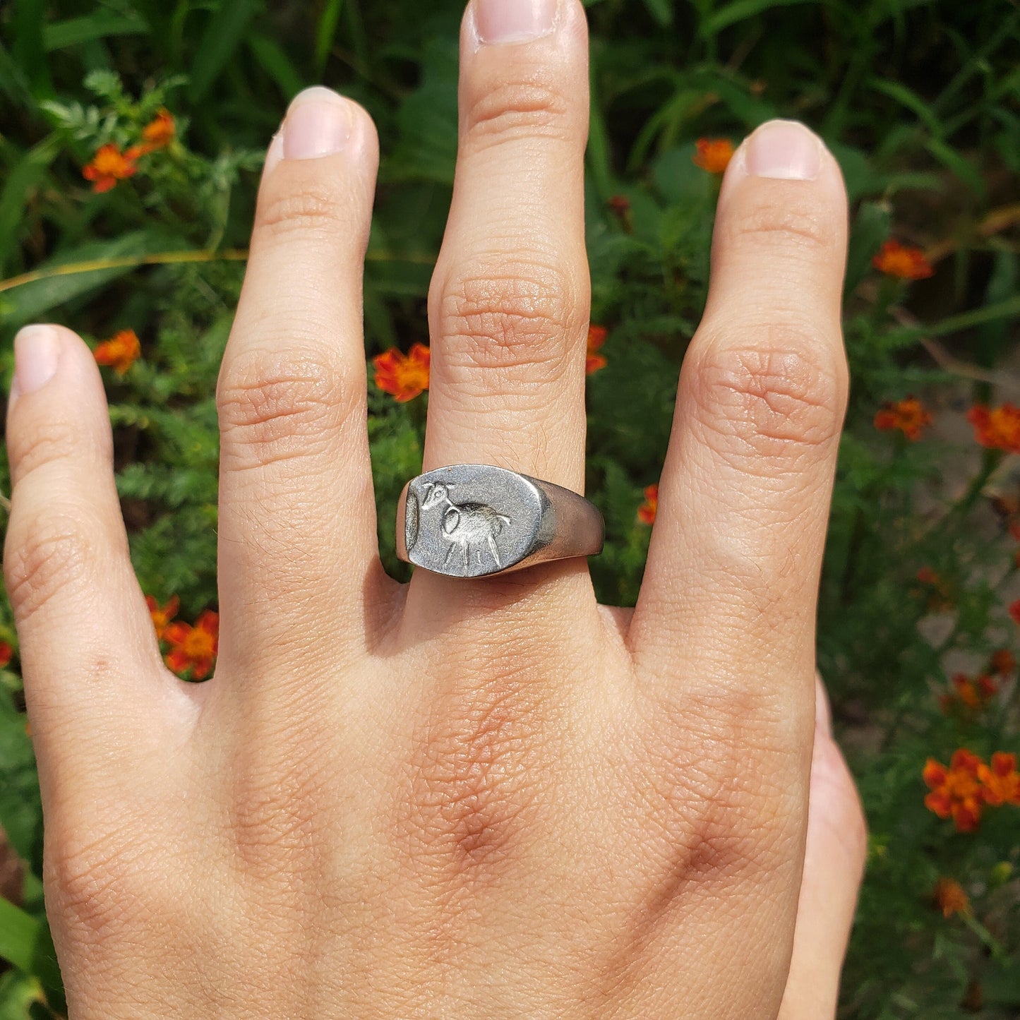 Olive ewe wax seal signet ring