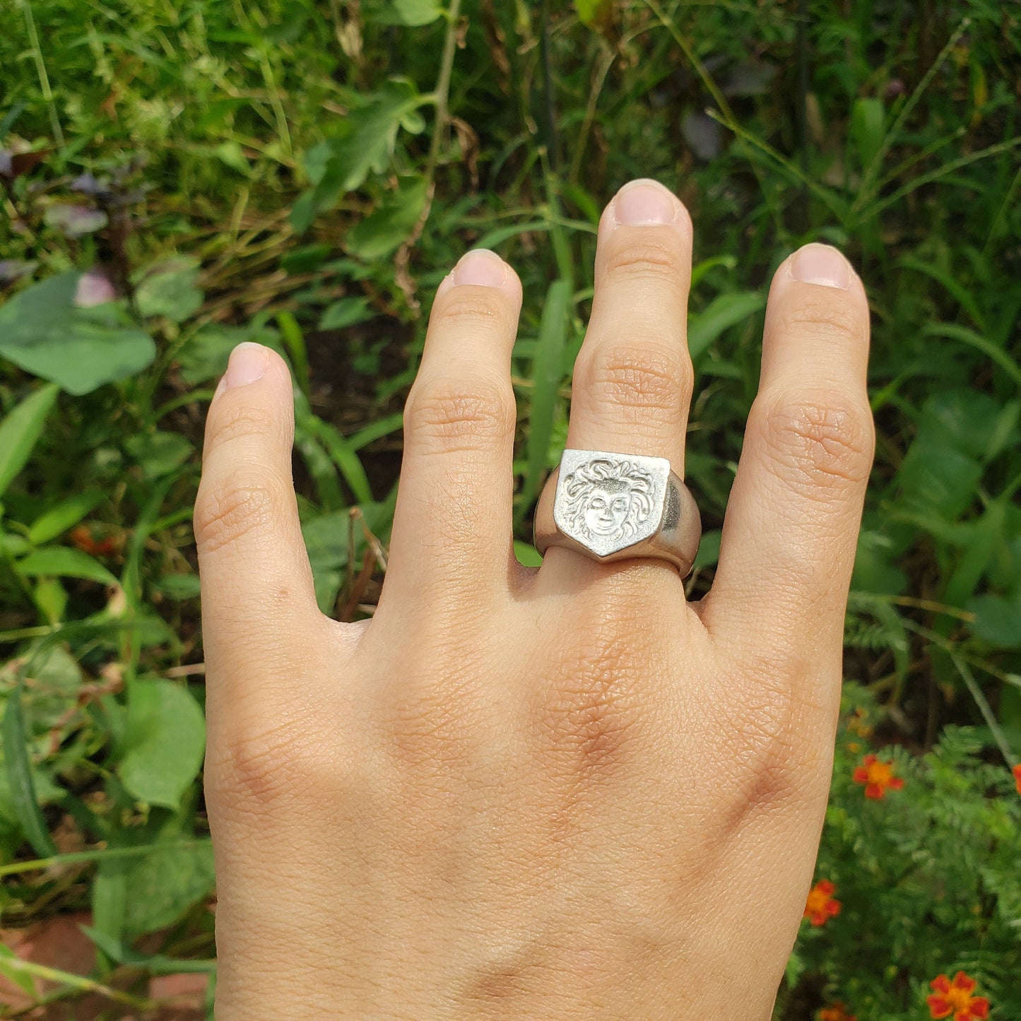 Medusa wax seal signet ring