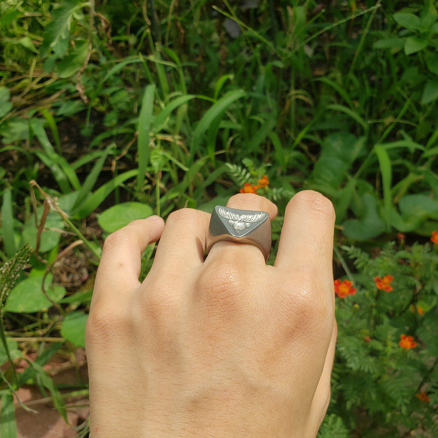 moustache and nose wax seal signet ring