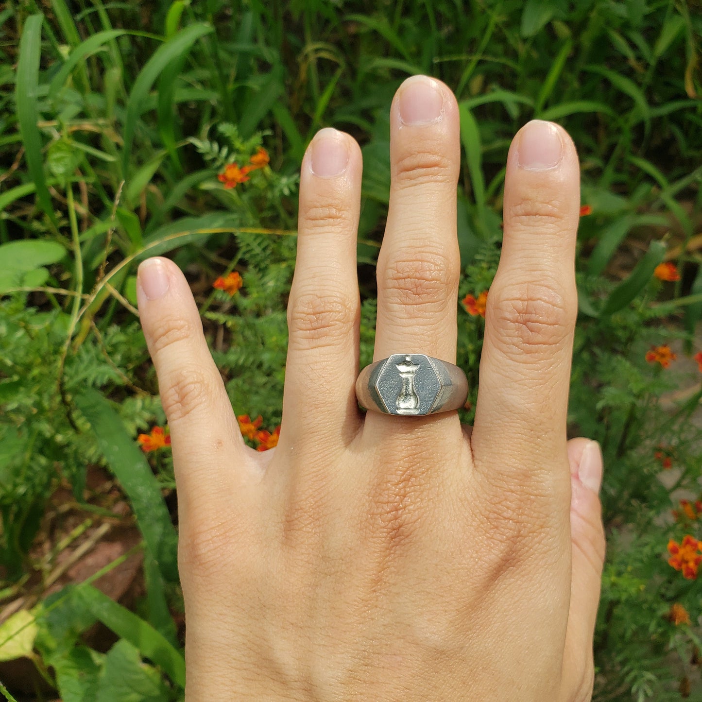 Queen chess piece wax seal signet ring