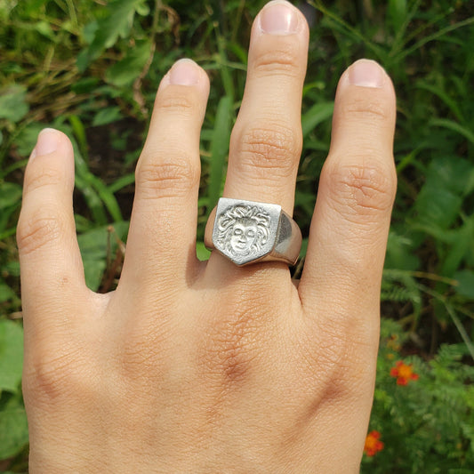 Medusa wax seal signet ring