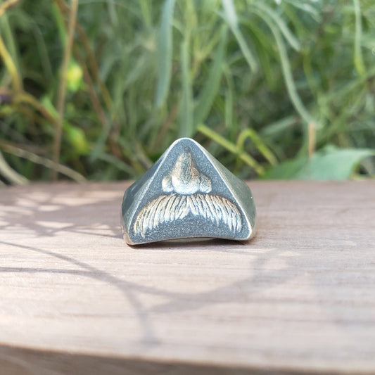 moustache and nose wax seal signet ring