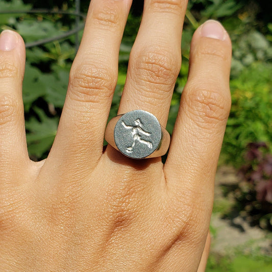 Ice skater wax seal signet ring