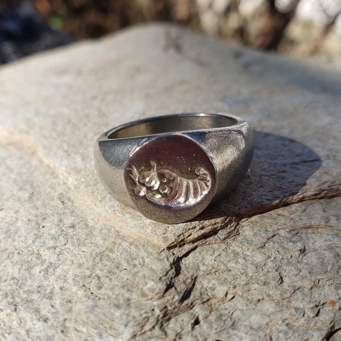 Cornucopia wax seal signet ring