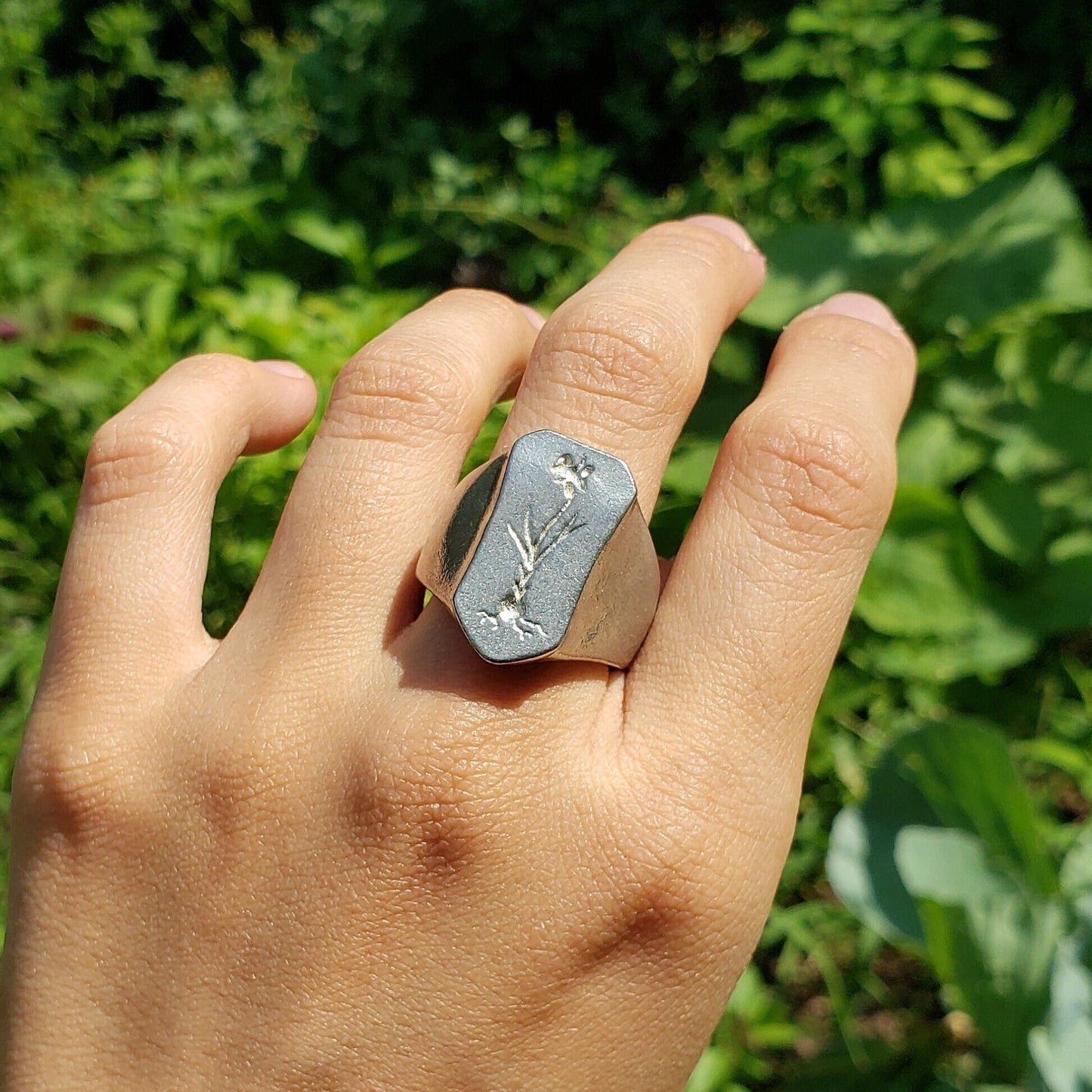 Daffodil wax seal signet ring