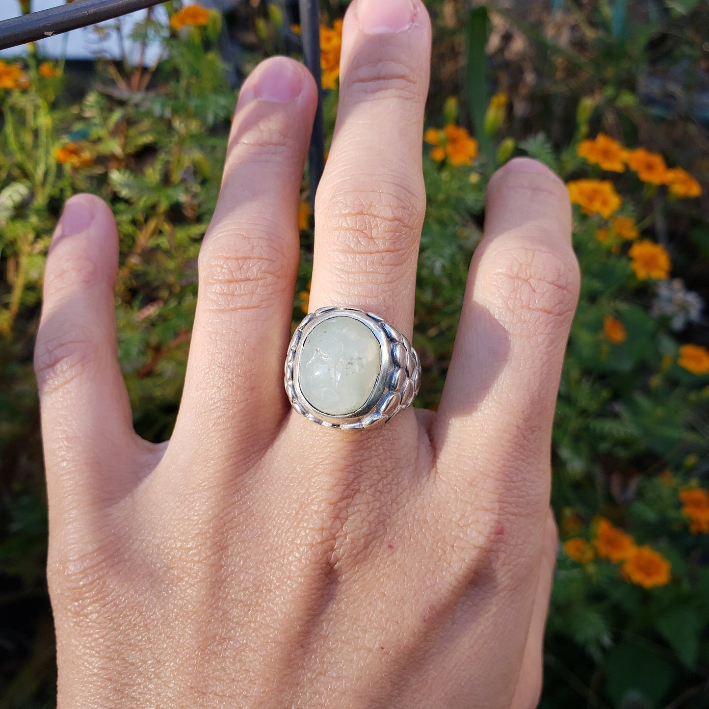 dragon intaglio nephrite jade signet ring