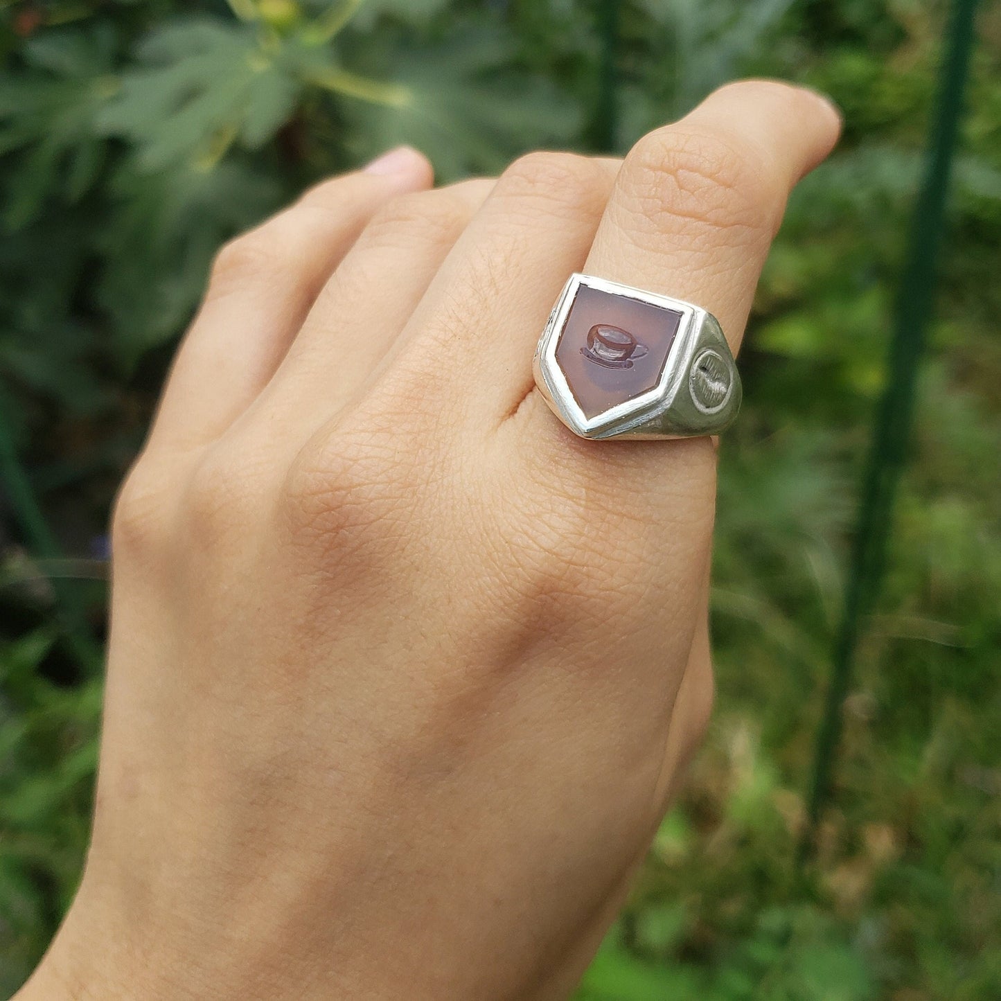 agate cuppa wax seal signet ring