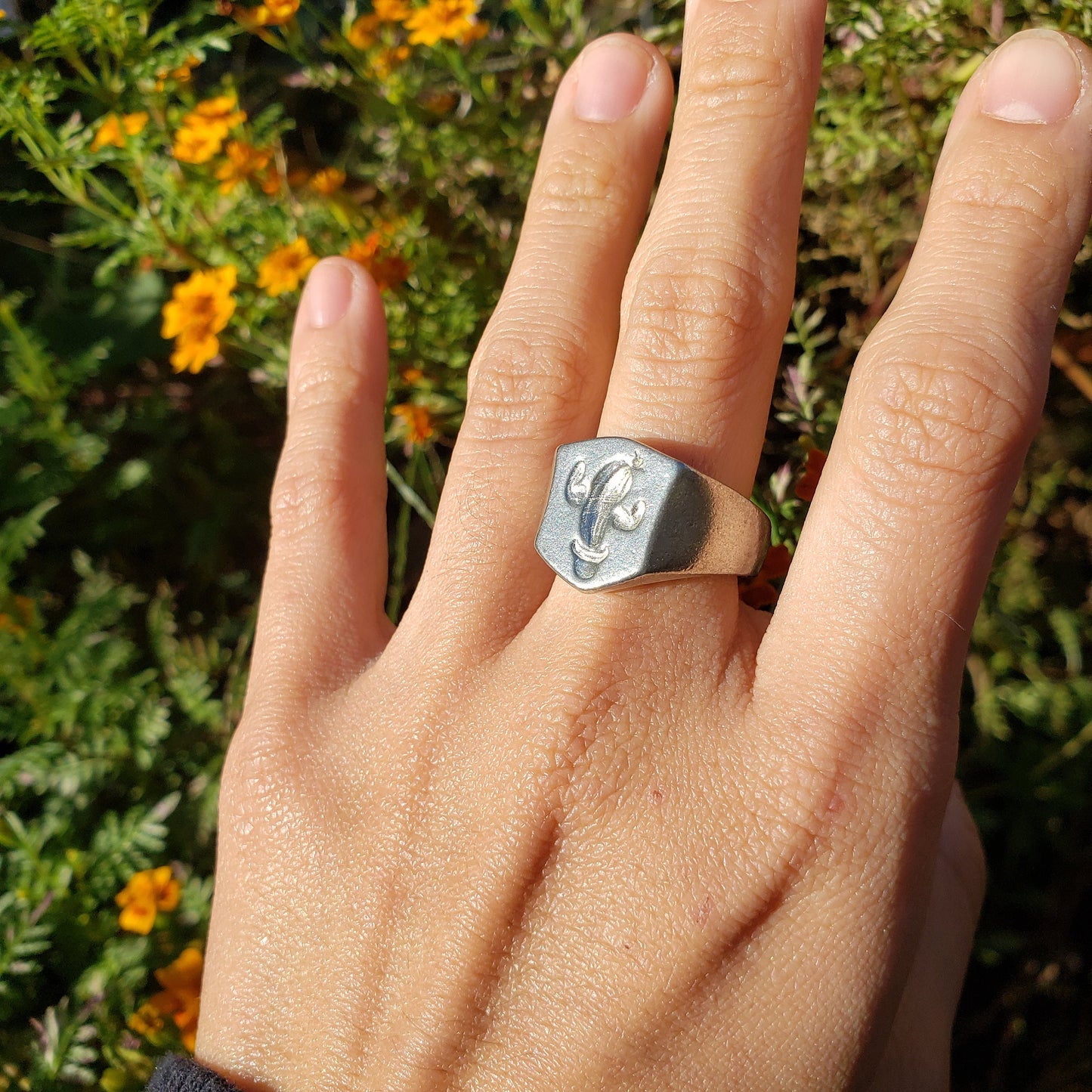 Power cactus wax seal signet ring