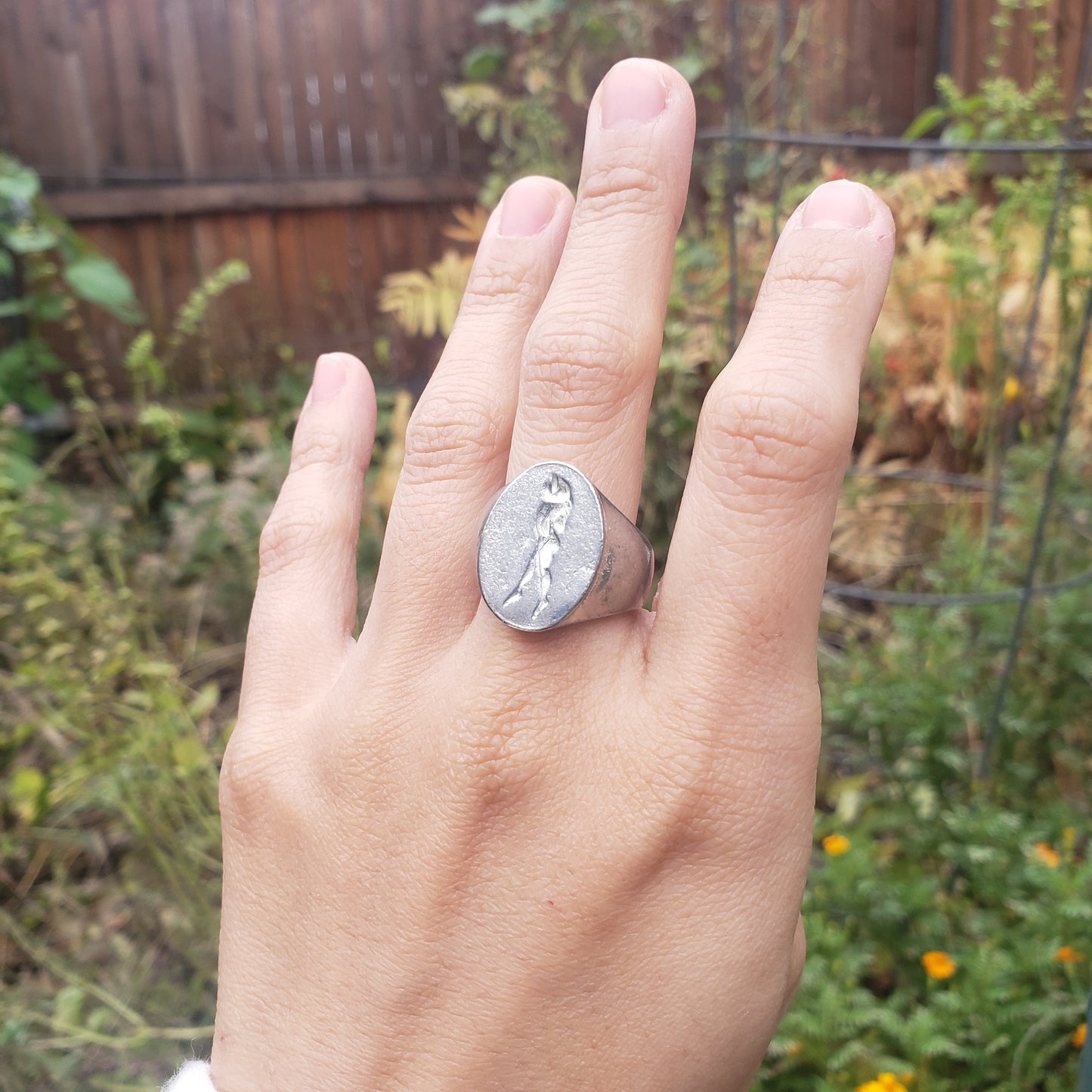 reverse mermaid wax seal signet ring