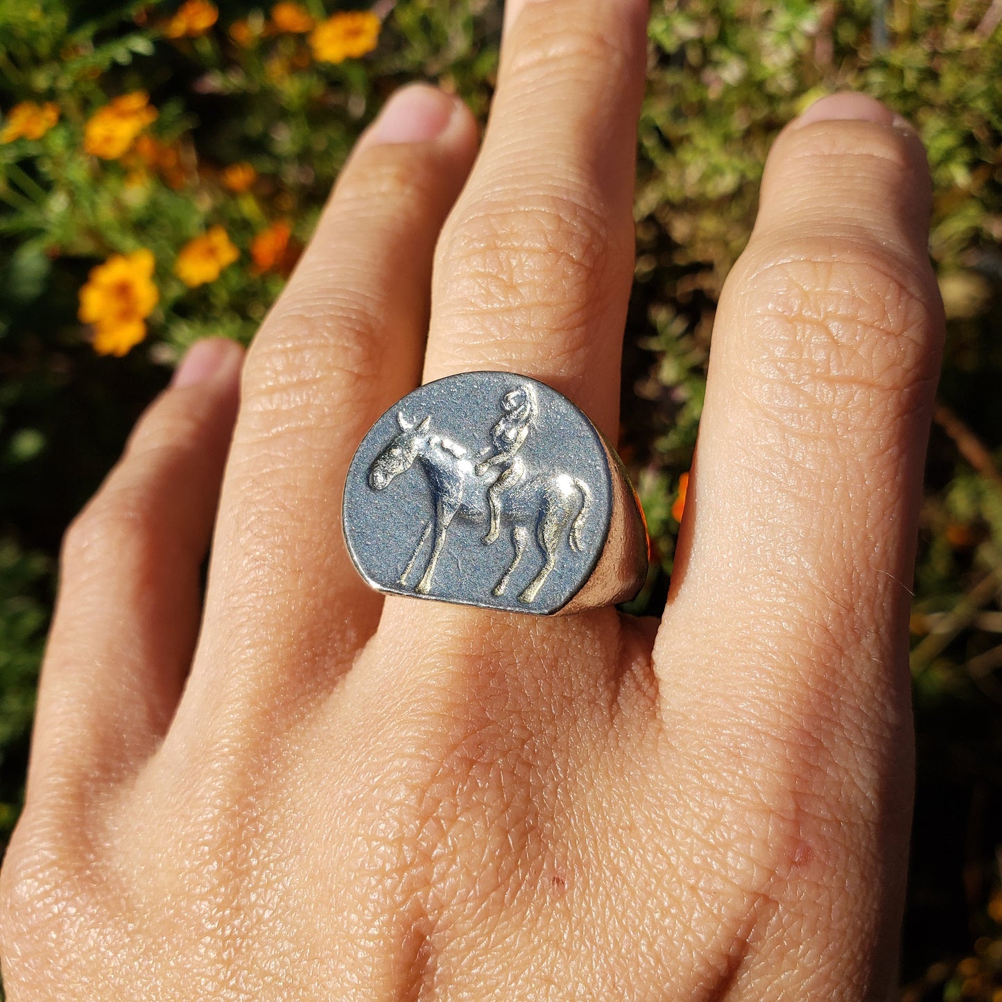 Lady Godiva wax seal signet ring