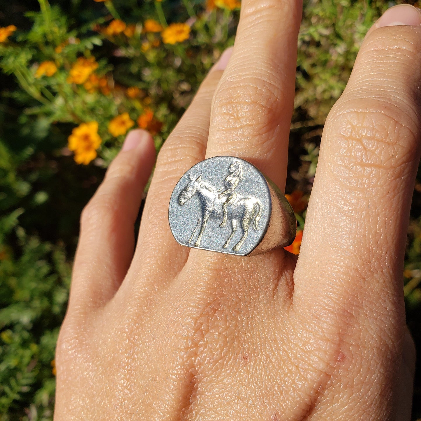 Lady Godiva wax seal signet ring