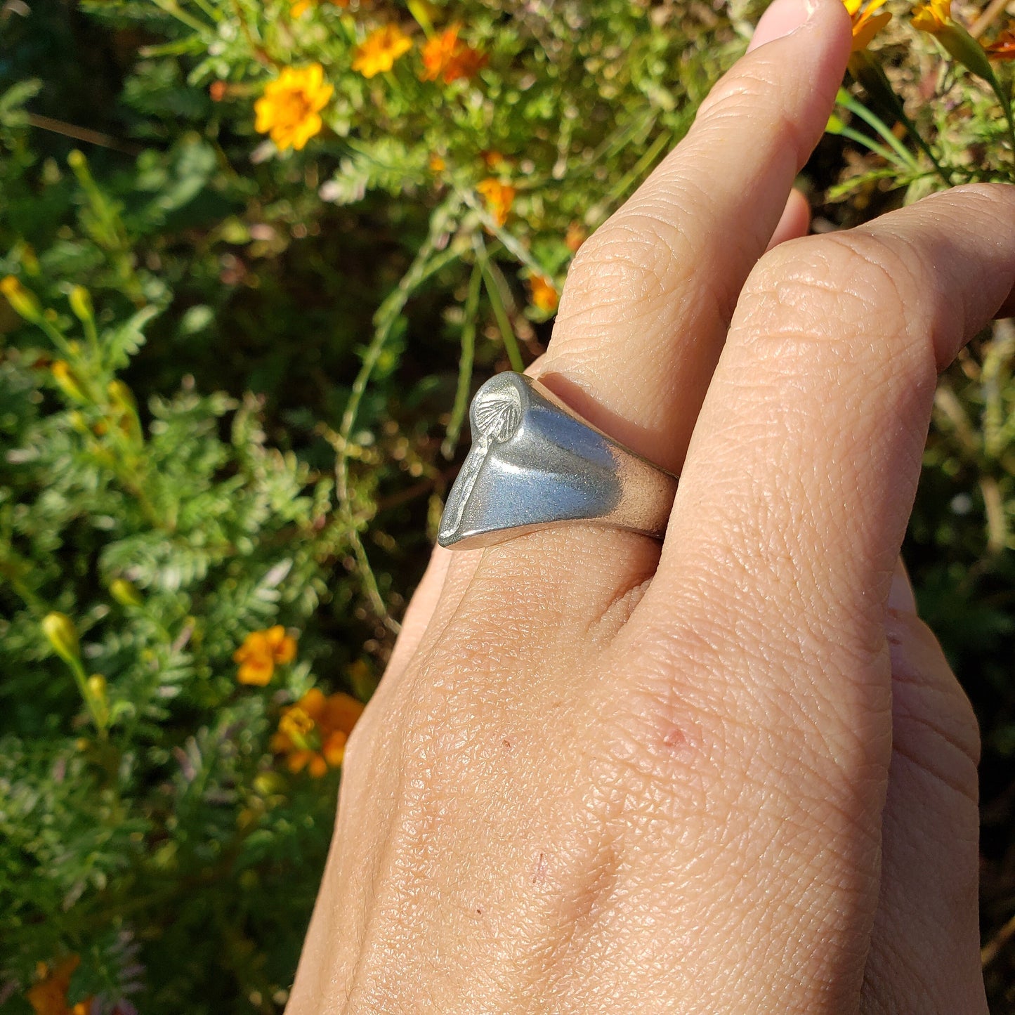 mushroom fairy wax seal signet ring